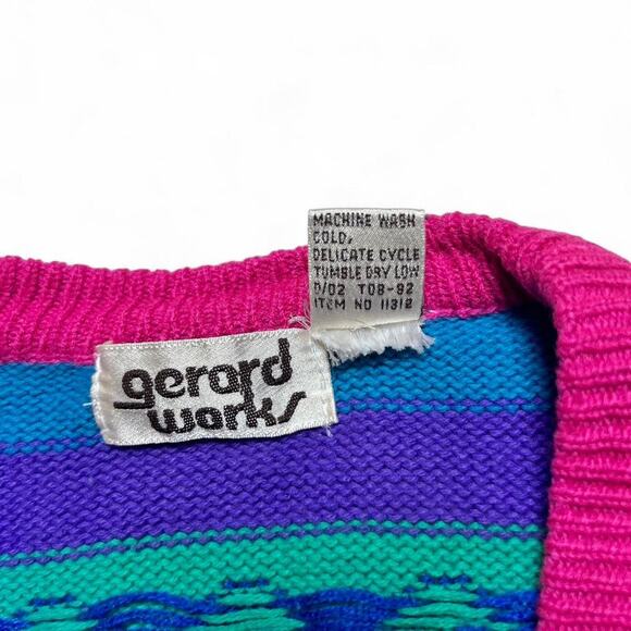 Gerard Works 80s Vintage Magician Magic Rabbit Sweater Cardigan Small - Picture 8 of 8